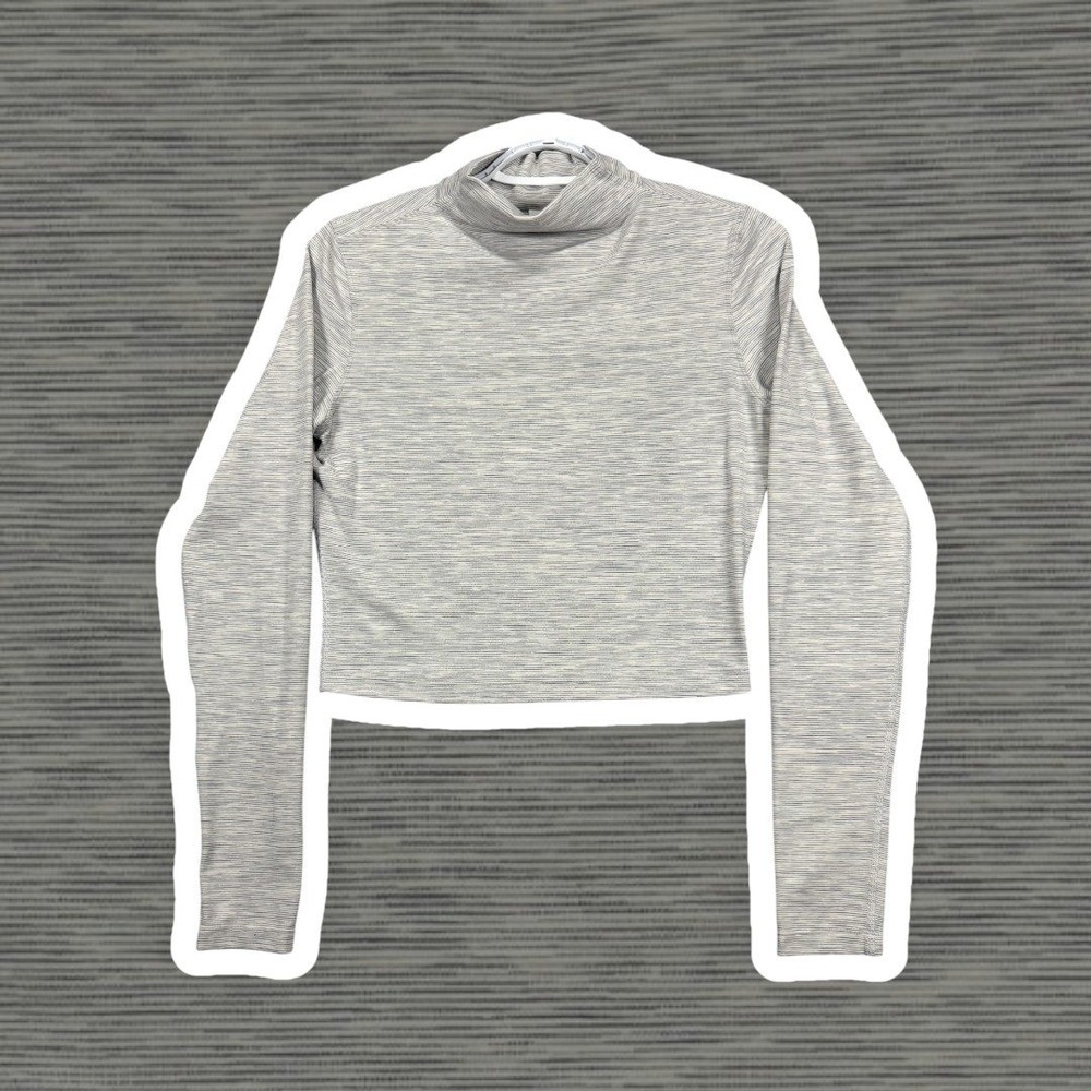 Lululemon All Aligned Mock Neck Long Sleeve Shirt Gray Space Dye Womens Size 8